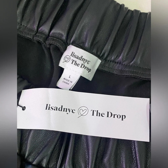 Lisadnyc the drop women black vegan faux leather baggy dress career work pants L - Picture 5 of 12